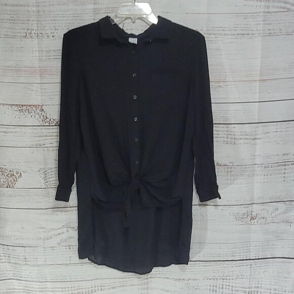 Time and Tru Maternity Bundle | Black & B/W Stripe Tie-Front Tops L (12-14) - Picture 1 of 7